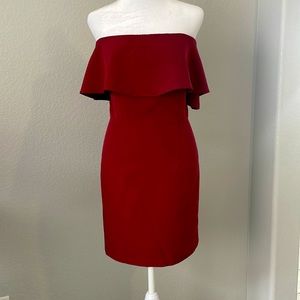 Red off shoulder dress